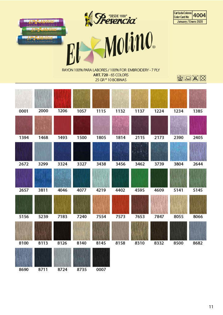 El Molino - Rayon 100% -25 Gram Bobbins Art.00720
