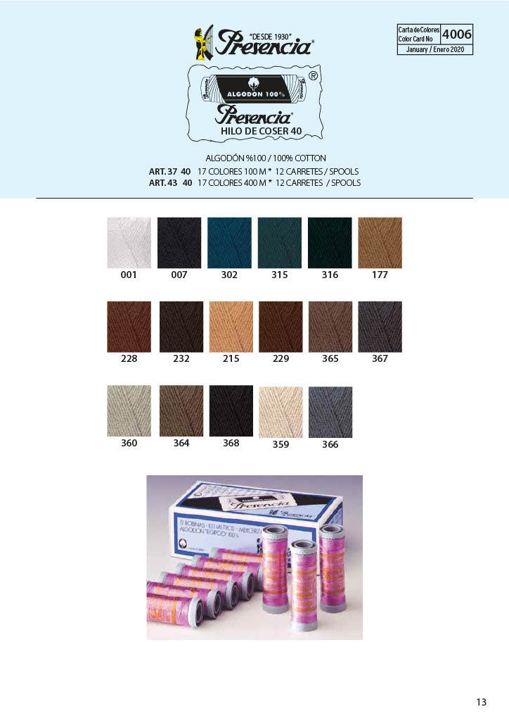 Sewing Thread 40/3 - 400 Meter - Hilo de Coser ART43.40