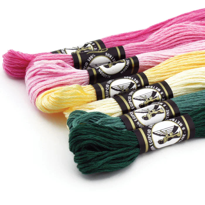 Skeins of Finca Mouliné embroidery floss by Presencia in many colours