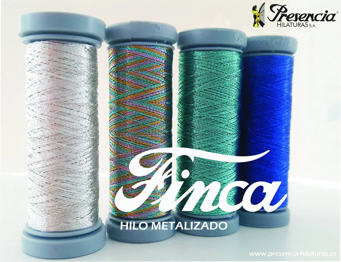 Finca Metallic Thread spools in assorted shimmering colours