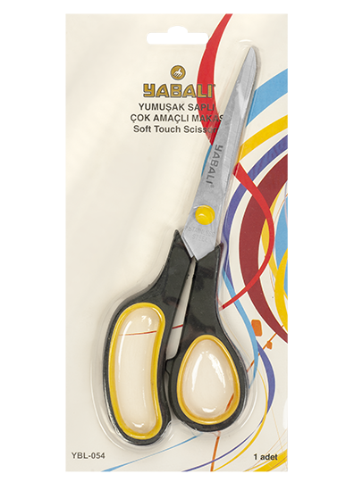 NO:6 Plastic Handle Scissors Soft Touch YBL-054